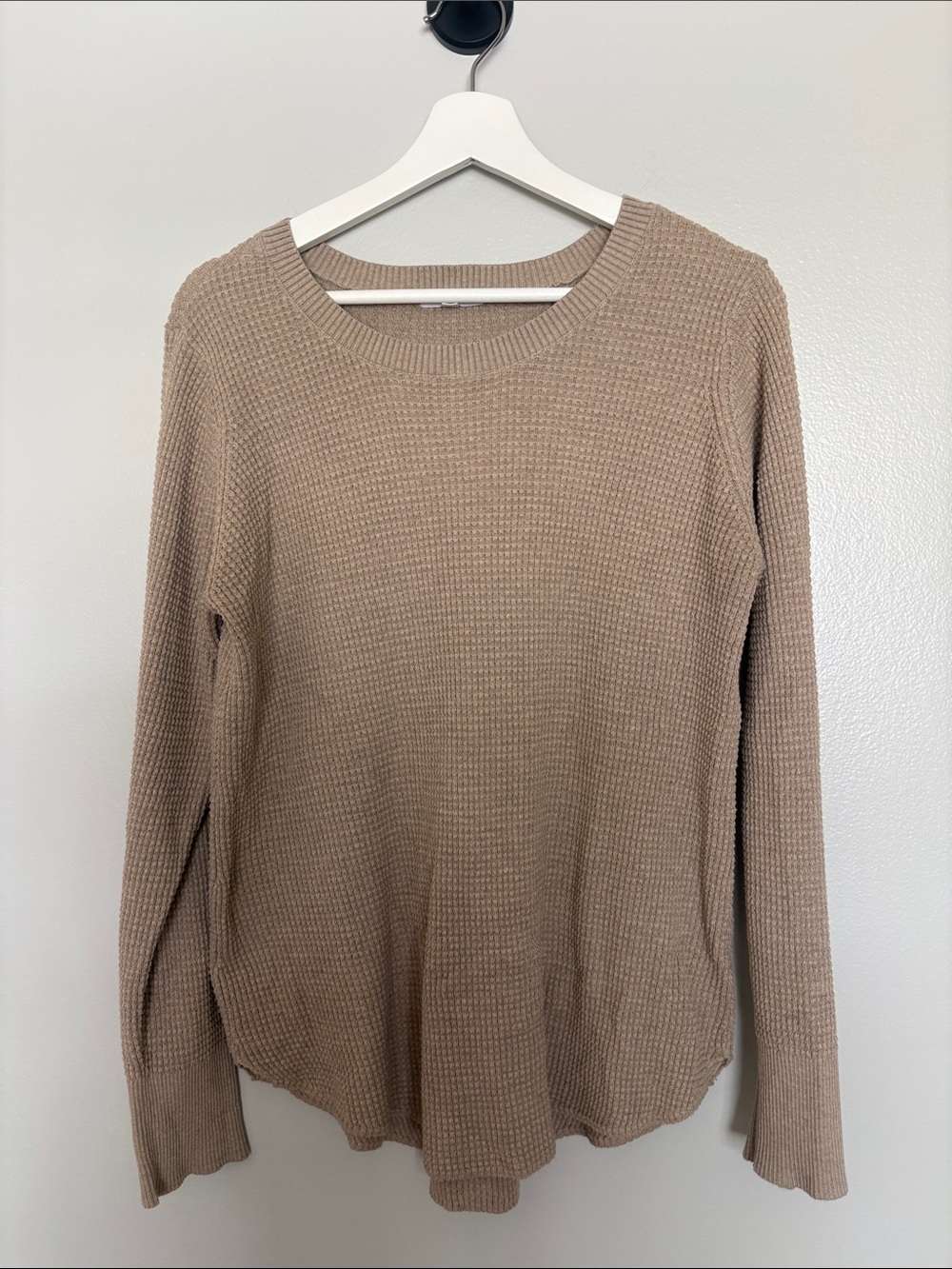 Cozy Waffle Crewneck Sweater in Taupe
